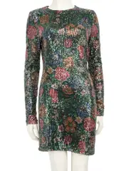 Floral Print Sequinned Mini Dress