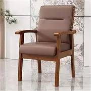 Accent Tub Chair Leather Armchair with Wood Frame,Comfy Occasional Reading Armchair Side Dining Chairs for Living Room,Lounge Sofa Chair for Bedroom(Brown)