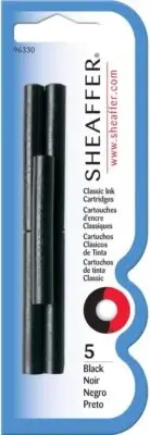 SHEAFFER Classic Fountain Pen Ink Cartridges, Black, 5-Pack 96330