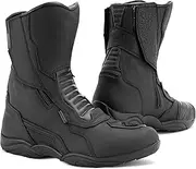 REBELHORN Scout Motorcycle Boots for Touring PU Leather Hipora Membrane Ankle Protection Heel Ventilation Antibacterial Insert Reflective Elements Black Matt 48 EU