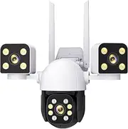Smart Home 900W WiFi Security Camera with 360 Degree Outdoor Surveillance Full Color Night Vision Alarm Sound Effect(EU Plug,WiFi Cam 64GB)