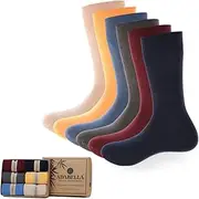 [Adabella] Mens Premium Bamboo Crew Socks - 6 Pairs Lightweight Moisture-Wicking Soft Comfortable Athletic Socks