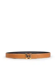 Brown Leather H Buckle Reversible Belt