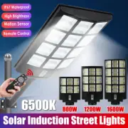 1600W LED Solar Street Light Motion Sensor Dusk to Dawn Outdoor Road Lamp w/Pole