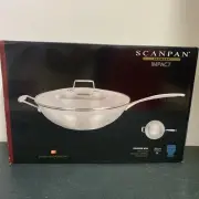 Scanpan Impact 36cm Stainless Steel Wok w/ Lid Stir Fry Round Frypan Silver