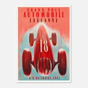 Galrie 1947 Grand Prix Automobile Lausanne Vintage Racing Poster - Nostalgic Art, Poster Only, 50 x 70cm (20 x 28inch)