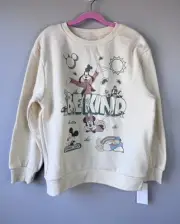 Disney Mickey and Friends Size L 10/12 BE KIND Sweatshirt Fleece Lined NEW