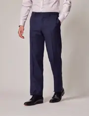 Hawes & Curtis Dark Blue Twill Wool Classic Fit Suit Trousers Size: 36" (EU 52)