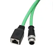 M12 4 Pin D-Coded Male to RJ45 Female Ethernet Cat5e Network Adapter Cable for Industrial Vision System PoE Automation Control High Flex Shielded Green 1m