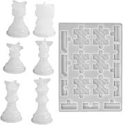 TEHAUX Chess Resin Silicone Mold, Chess Molds for Resin Casting, Chess Mold Kit, Chess Checkers Chess Board Epoxy Molds for Kid Adults DIY Art Crafts Board Games