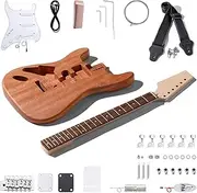 Leo Jaymz DIY ST Lefthand Style Electric Guitar Kits with Mahogany Body and Maple Neck - Laurel wood Fretboard and All Components Included (ST Lefthand)