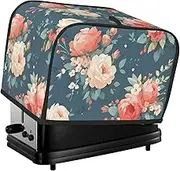 Vintage Flower Print 2 Slice Toaster Cover Fingerprint Bread Maker Protectors,Kitchen Small Appliance Dust Cover