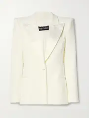 [SERGIO HUDSON] SERGIO HUDSON - Satin-trimmed Wool-blend Crepe Blazer - Ivory - US6 US 6 Ivory