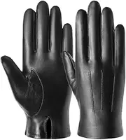 [Generic] Men'sLeather Gloves Driving Ridingdproof Warm Leather Touch Screen Fashion