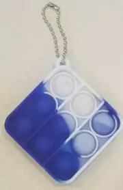 Blue Square Silicone Sensory Fidget Bubble Popper Keychain Backpack Accessory