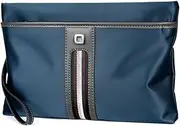 [Sosimcoty] Men's Oxford Clutch Bag Large Capacity Business Clutch Bags Wallet Pockets with Zipper Wallets for Men with Wrist Strap Wrist Bag Work Travel Casual Blue