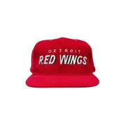 Vtg Rare NHL Detroit Red Wings 1st Gen Red Starter Corduroy Snapback Hat Cap