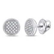 14k White Gold Round Diamond Circle Earrings 1/6 Cttw