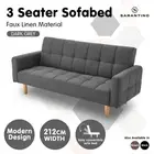 Sarantino 3 Seater Sofa Bed Lounge Couch Modular Furniture Home Linen Dark Grey