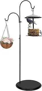 34-55 Inch Adjustable Black Iron Shepherds Hook Outdoor and Indoor Shepherd Hook Stand Metal Chime Stand with Base for Wedding Event and Home Decoration