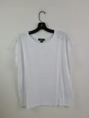 DKNY Women's White T-Shirt With Sparkle Logo Size L NEW