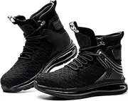 [SYLPHID] Men Steel Toe Sneakers Women Safety Shoes High top Work Shoe with Air Cushion Lightweight Breathable Puncture Proof