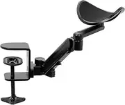 VIVO Black Universal Clamp-On Adjustable Armrest, Desk Cradle Rotating Elbow Cushion, Above Table Extension Platform Arm Support (Mount-Arm01)