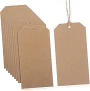 LOPUNER 200 Pcs Blank Paper Tags with String Wire Labels for DIY Inventory and Clothing Kraft Tags with Twine for Versatile Labeling