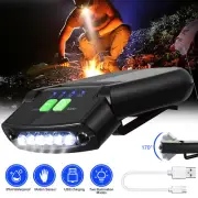 6LED Rechargeable Cap Clip-on Head Lamp Headlight Hat Sensor Torch Light Camping