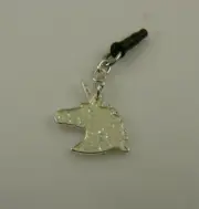 Unicorn head iridescent charm cell phone or fits Ipad charm ear cap dust plug