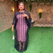 African Dashiki Abaya Women Mesh Long Maxi Dress Dubai Kaftan Evening Party Gown
