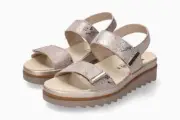 Mephisto Women's Dominica Light Taupe 318 Hook and Loop Ankle Strap Sandals