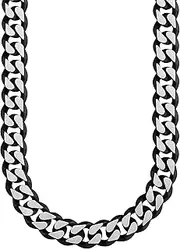 [s.Oliver] Men’s Stainless Steel Necklace Curb Chain 50 cm, Black, matt