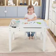 Costway2-in-1 Kids Activity Table with Reversible Tabletop and Storage Compartments-White