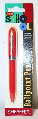 Sheaffer School Ballpoint Pen Red & Silver New In Pack Made In Usa