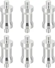 uxcell Camera Spigot Screws Converter 1/4" to M6 Male to Male, 6 Pack Tripod Screw Adapter Spigot Stud for Light Stand Hot Shoe Cold Shoe Adapter Ball Head Flash, Silver