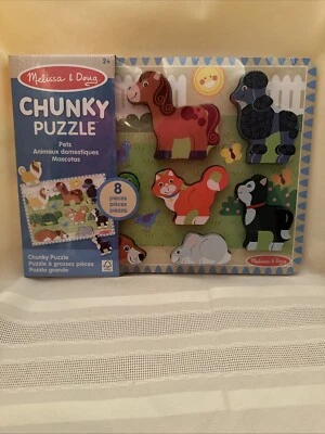 Melissa & Doug Pets Wooden Chunky Puzzle (8 pcs) New