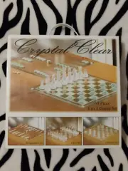 Crystal Clear 69 Piece Chess, Checkers, Backgammon Set