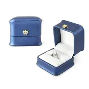 Set of 2 Ring Box Couple Proposal Ring Boxes PU Leather 2Pcs Blue Ring Box