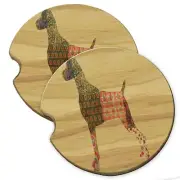 Weimaraner Dog Pattern Wood Car Coaster Gift Set fit Car & Truck Cup Holder