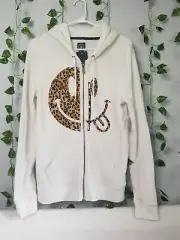 Volcom Emoji Front Leopard Print Med Full Zip Hoodie Womens Sweater