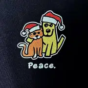 NWT LIFE IS GOOD Dog Cat Santa Hat “Peace” (XL or 3XL) Black Long Sleeve Xmas