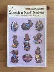 Vtg 1983 Hallmark CHOCOLATE Bunny Scratch 'n Sniff Silly Scents Stickers SEALED!
