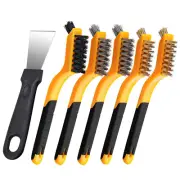 6Pcs Wire Brush Set Mini Wire Brush & Cleaning Spatula Brass/Nylon/Steel Brushes