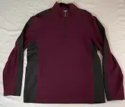 Calvin Klein Mens Burgundy & Black Quarter-Zip Pullover Sweater XL Polyester...