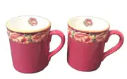 PAMELA GLADDING LG ROSE COLORED CHRISTMAS FLORAL MUGS (2) CERTIFIED INTL NWT