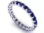 2.40Ct Round Sapphire Shared U-Prong Eternity Wedding Band Ring 10k White Gold