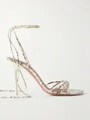 [Amina Muaddi] Amina Muaddi - Lori Lace-up Snake-effect Leather Sandals - Snake print - IT37 IT 37 Animal print