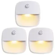 3 Motion Sensor Night Light LED Stick-On Stairs Bedroom Bathroom Hallway Cabinet