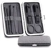 Small Travel Manicure Set for Men and Women, Nail Set, Perfect for Foot and Fingernails, Professional Nail Care Set in Vegan Fabric Case, Perfect for Men and Women, Grey
